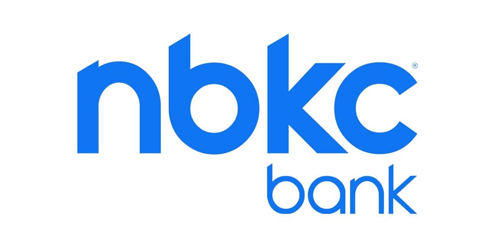 Blue "nbkc bank" logo on a white background.