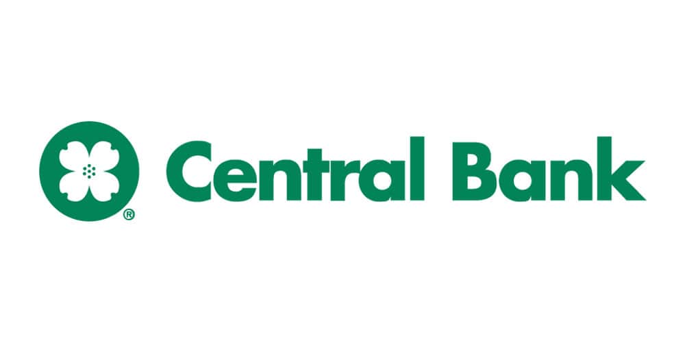 Green "Central Bank" logo with a white flower inside a green circle on the left.