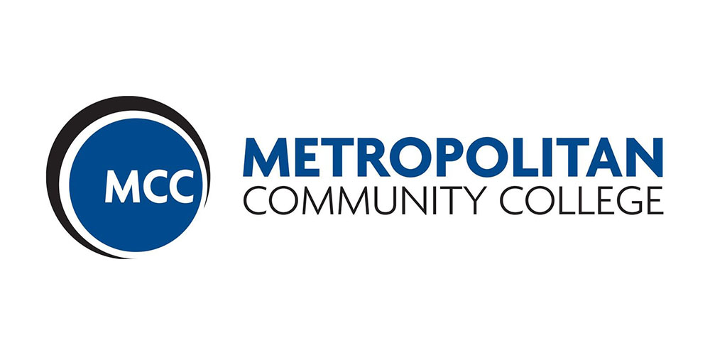 Metropolitan Community College logo with "MCC" in a blue circle on the left and the college name in blue and black text to the right.